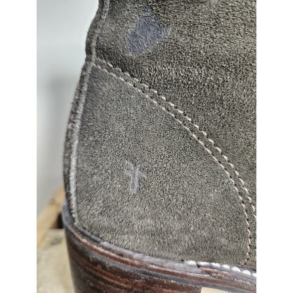 FRYE Sabrina 6G Lace Up Boots Suede Lug Sole Womens 8.5 Olive Brown Made in USA - Picture 4 of 11